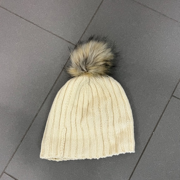 J. Crew Ivory Ribbed Pom-Pom Beanie